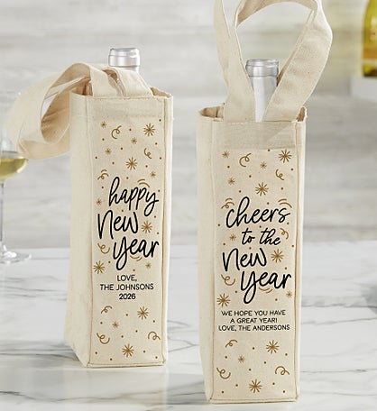 Cheers to the New Year Personalized Wine Tote Bag