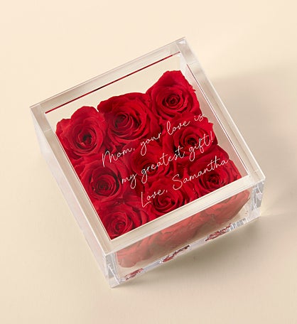 Magnificent Roses® Personalized For Mom Miniature Red Rose Keepsake Box