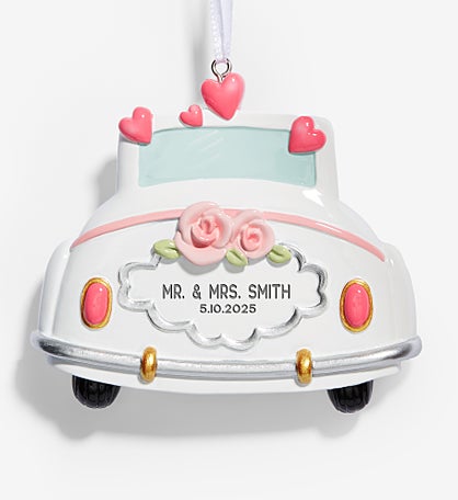 Happily Ever After Personalized Wedding Car Ornament