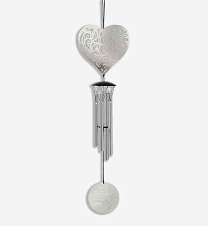 Love For Mom Personalized Flourish Heart Wind Chime