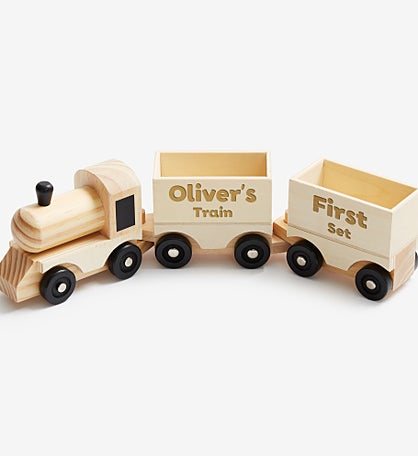 Engraved Adventure Personalized Kids Wooden Train Set