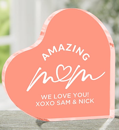 Amazing Mom Personalized Colored Heart Keepsake