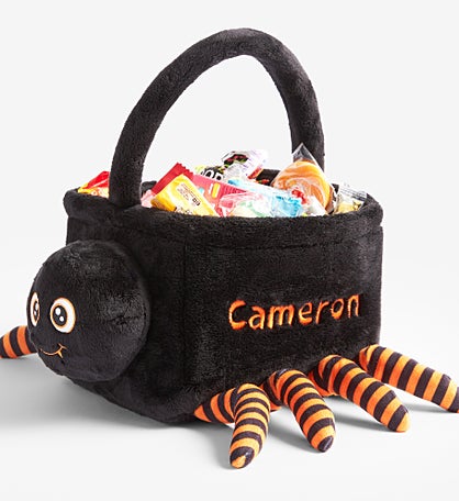 Spider's Treasure Embroidered Plush Halloween Treat Bag
