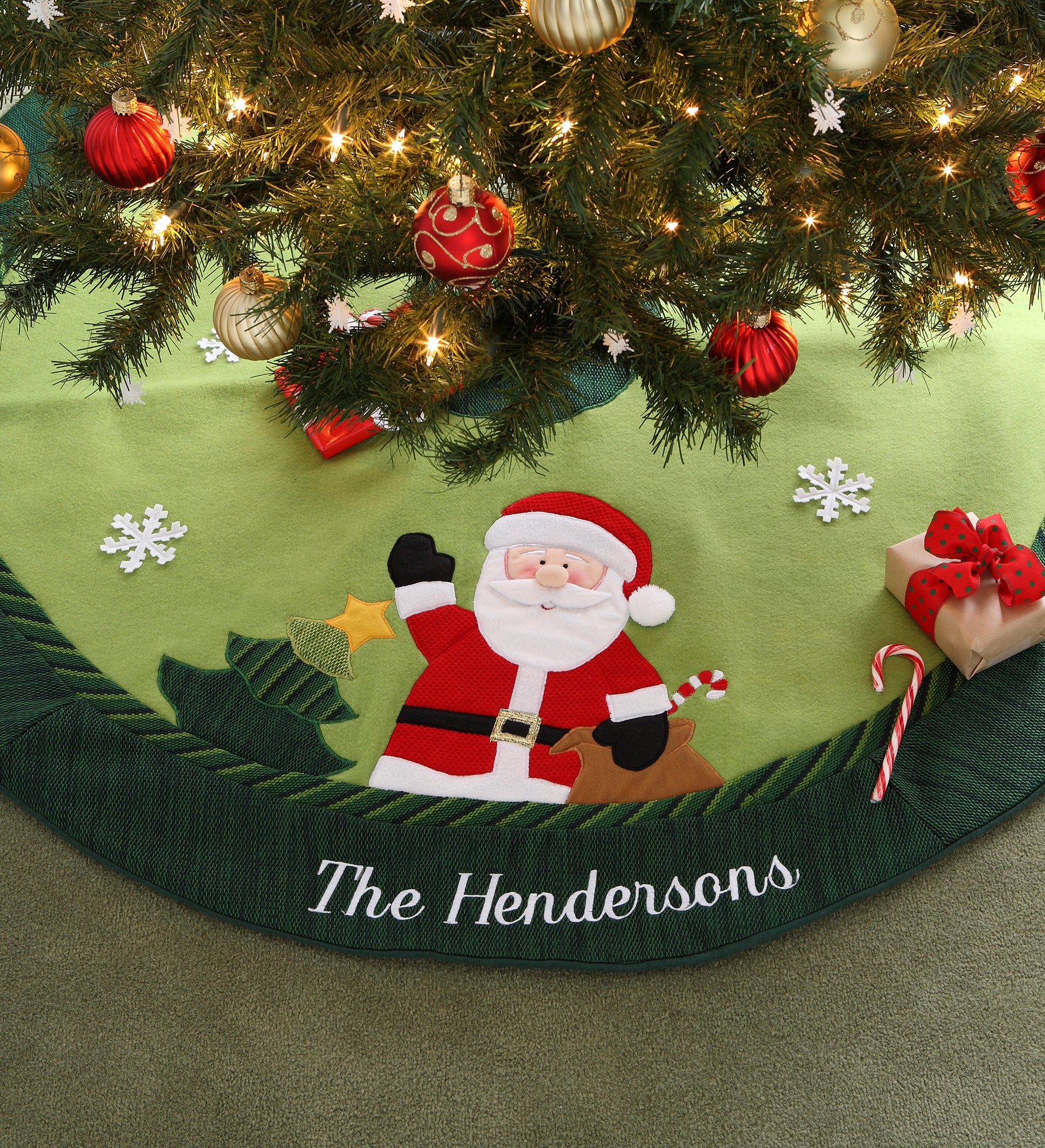 Christmas Family Embroidered Santa Tree Skirt