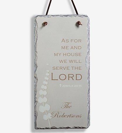 We Will Serve The Lord Personalized Slate Sign