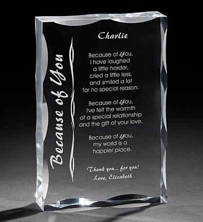Because Of You Personalized Keepsake