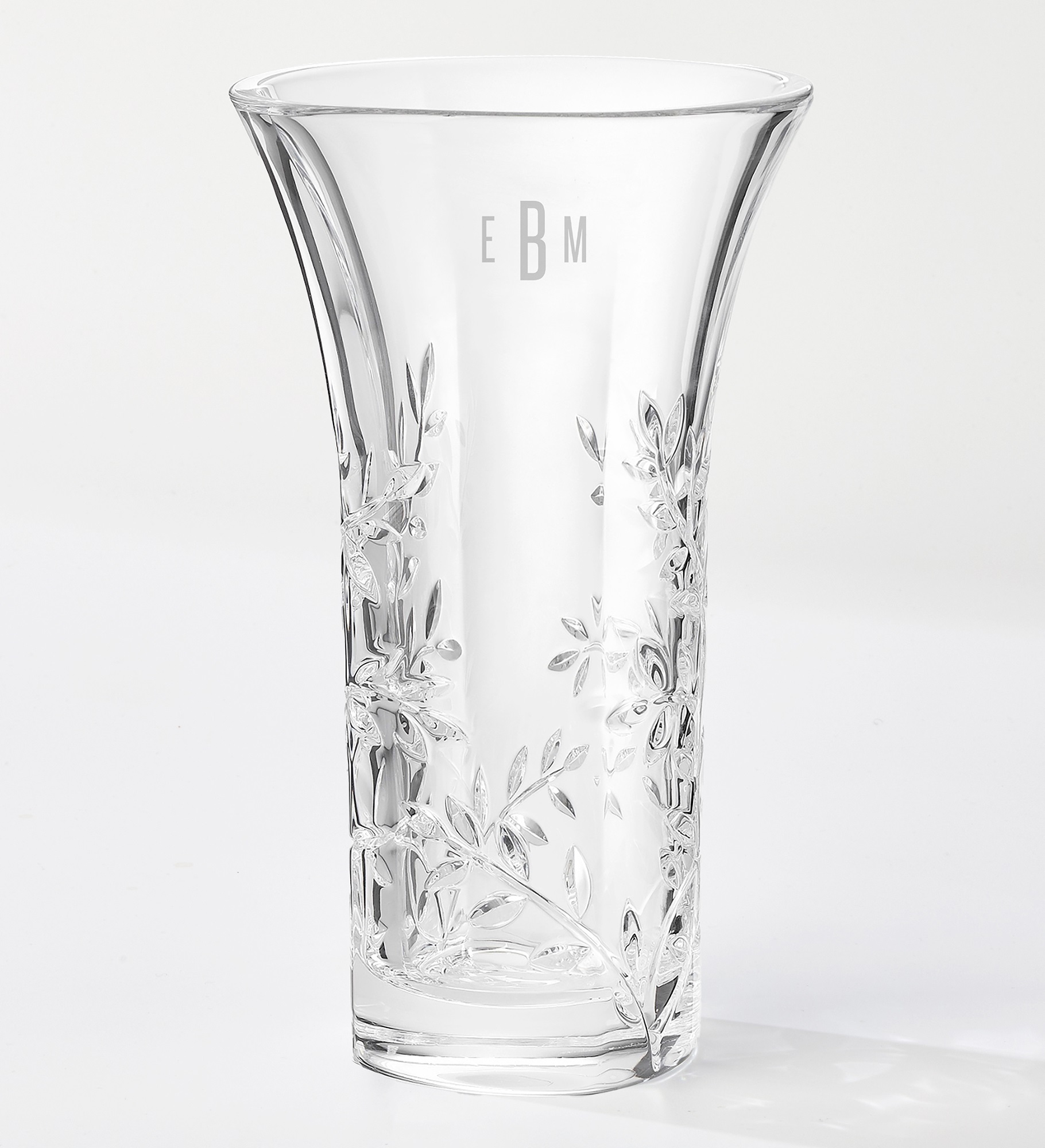 Engraved Monogram Vera Wang Crystal Leaf Vase