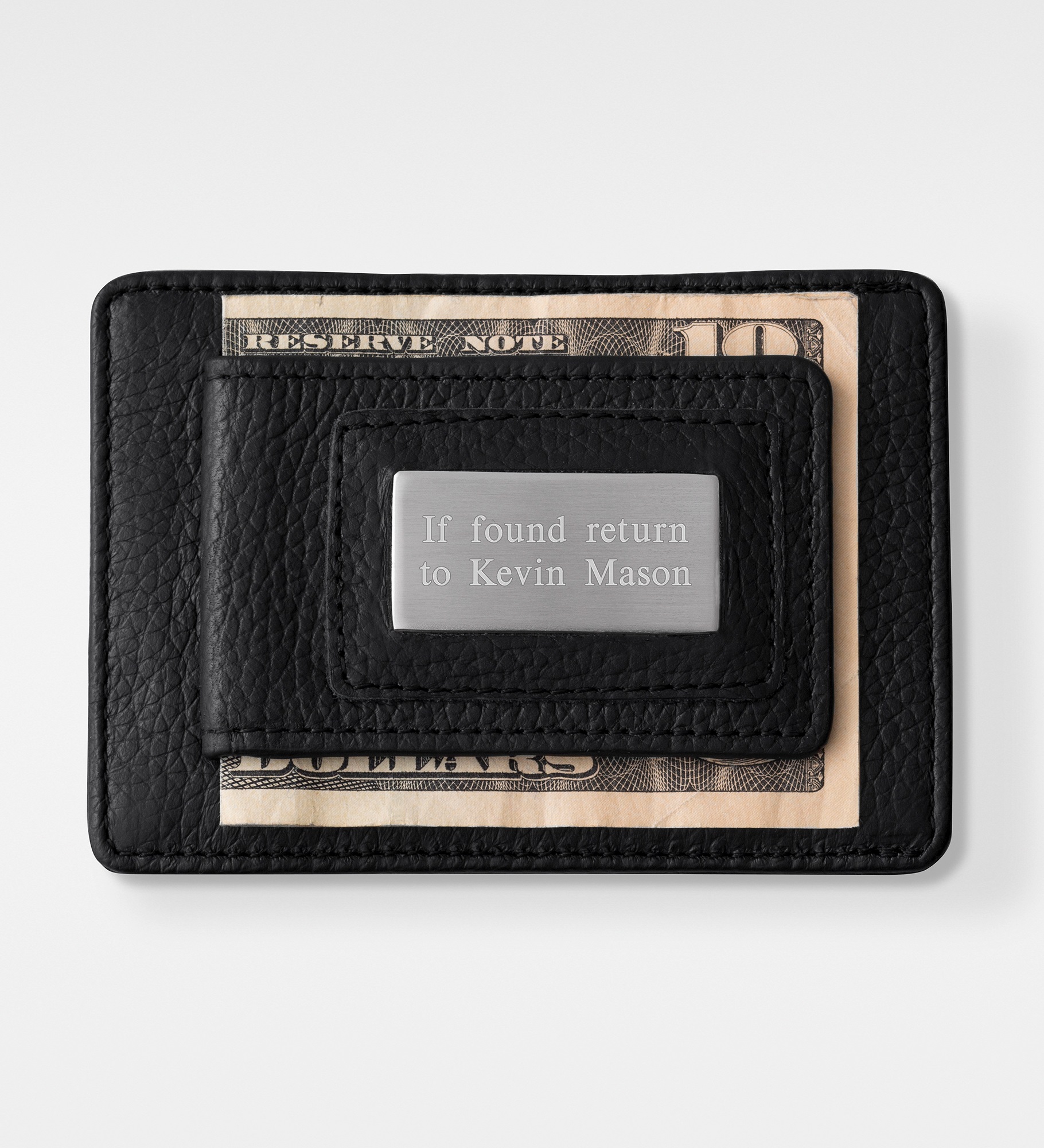  Engraved Wallet and Money Clip Duo in Black