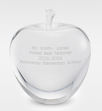 Engraved Crystal Apple Keepsake for the Teacher