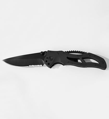 Engraved Monogram Matte Black Stealth Pocket Knife