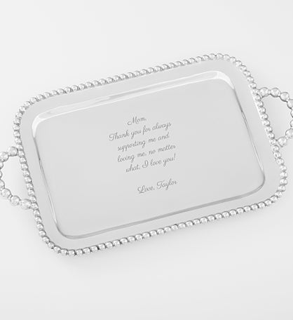 Mariposa® String of Pearls Engraved Message Handled Serving Tray for Her