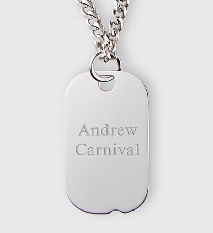 Engraved Sterling Silver Dog Tag for Him