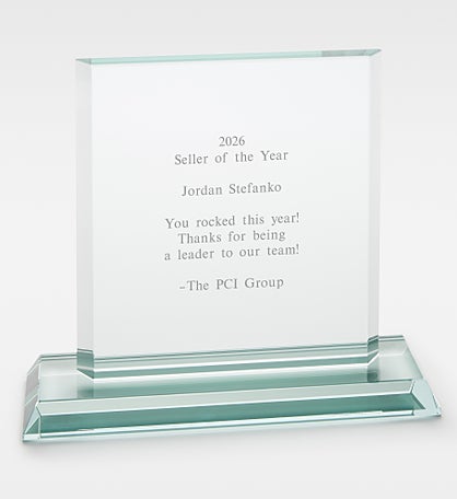 Engraved Jade Glass Recognition Award- Large