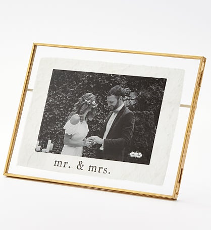 Printed Mr. & Mrs. Wedding Antique Brass 4x6 Picture Frame