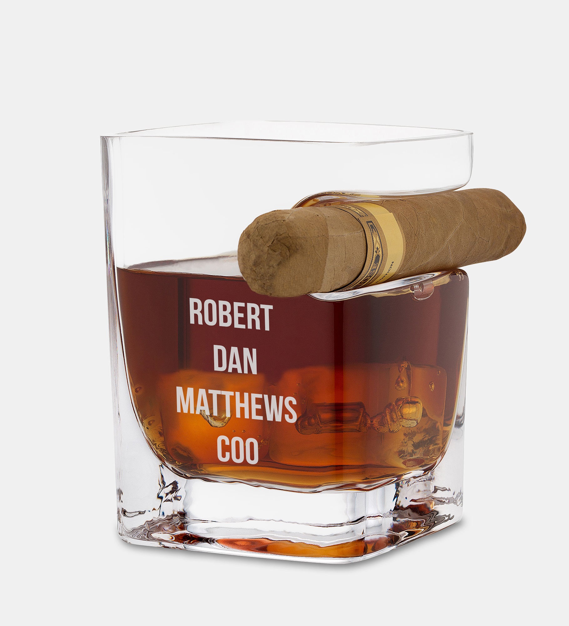 Etched Corkcicle Square Cigar Glass
