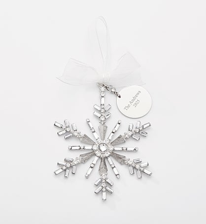 Engraved Jeweled Snowflake Ornament