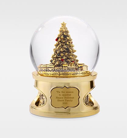Engraved Large Golden Musical Tree Snow Globe
