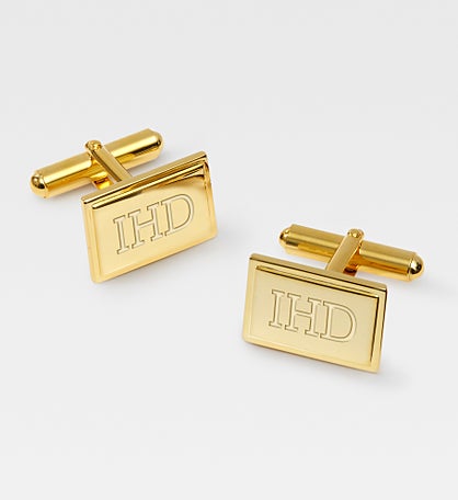Engraved Gold Over Sterling Silver Cuff Links