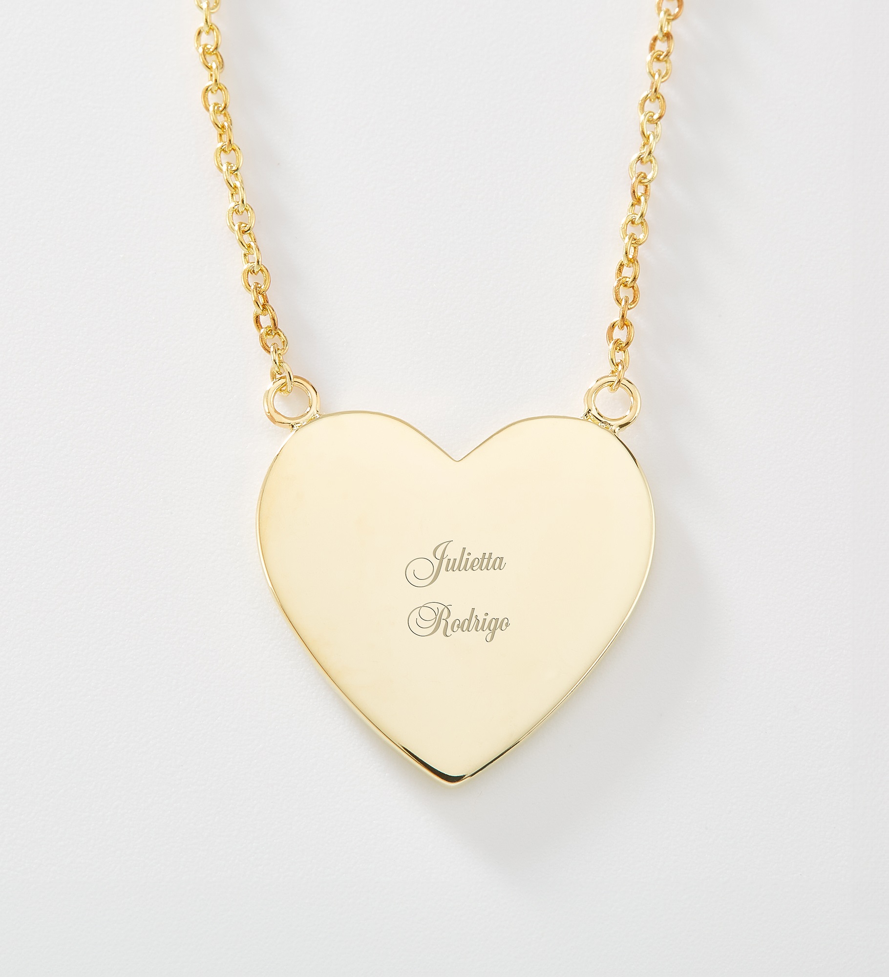  Engraved 14K Gold over Sterling Silver Heart Necklace