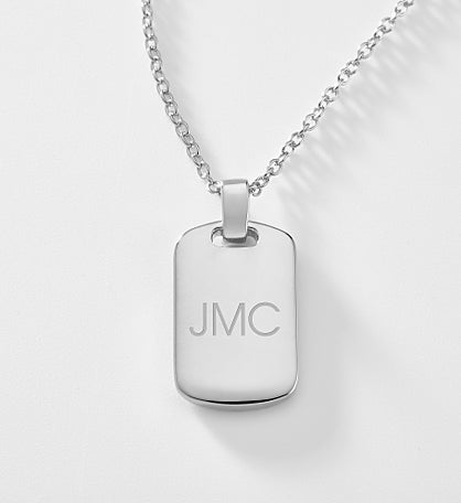 Engraved Sterling Silver Dog Tag Necklace