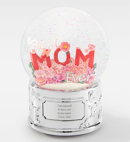 Engraved Best Mom Ever Musical Snow Globe