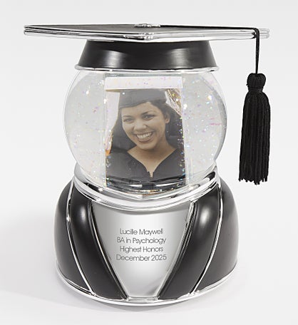 Engraved Graduation Cap Photo Snow Globe