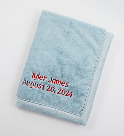 Embroidered Kids Receiving Blanket 30x40" in Dew Blue