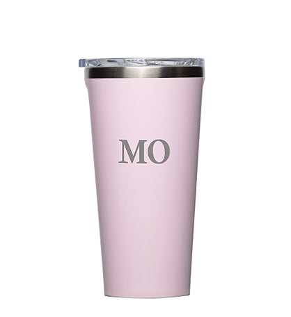Engraved Corkcicle Monogram 16oz Regular Tumbler in Powder Pink