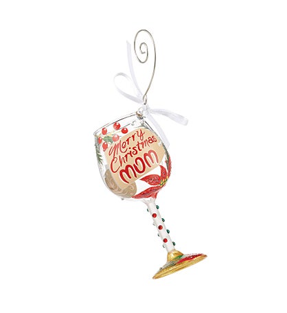 Merry Christmas Mom Wine Glass Ornament