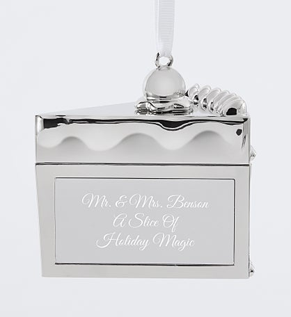 Kittenish Engraved Cake Slice Ornament