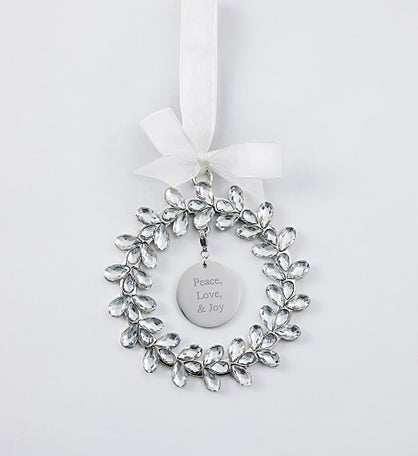 Engraved Jeweled Wreath Ornament