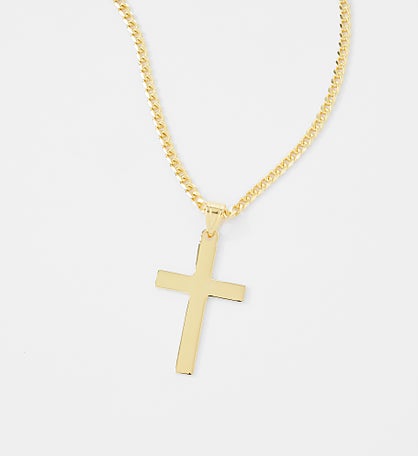 Kittenish Engraved Gold Over Sterling Silver Cross Necklace