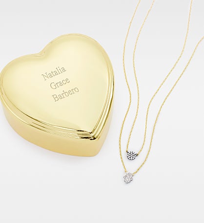 Engraved Heart Box and Double-Layer Hamsa Necklace Set by Jessie James Decker