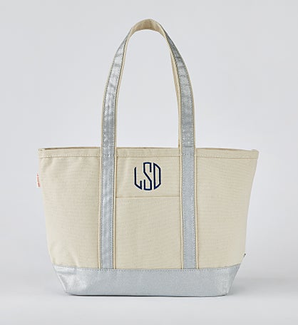 Kittenish Embroidered Metallic Silver Tote - Centered Text