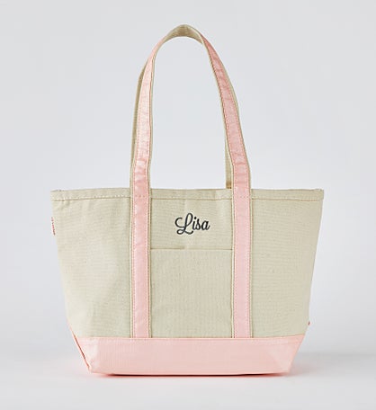 Kittenish Embroidered Pink Metallic Tote - Centered Text