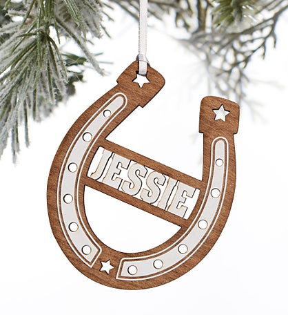 Kittenish Engraved Horseshoe Ornament