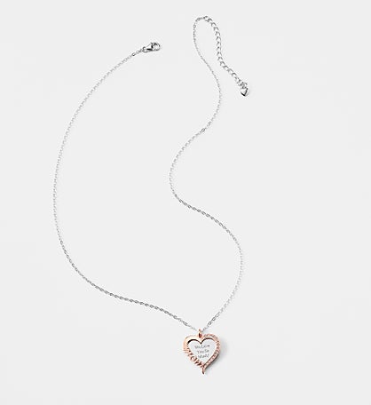 Engraved Sterling Silver/Rose Gold Mom Heart Necklace by Jessie James Decker
