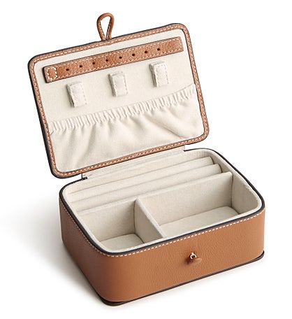 Debossed Vera Bradley Leather Jewelry Box in Roasted Pecan