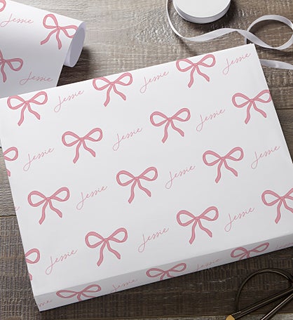 Personalized Pink Bow Wrapping Paper by Jessie James Decker