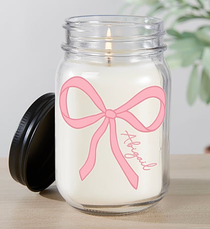 Personalized Pink Bow Mason Jar Candle by Jessie James Decker