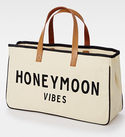 Kittenish "Honeymoon Vibes" Canvas and Leather Tote Bag