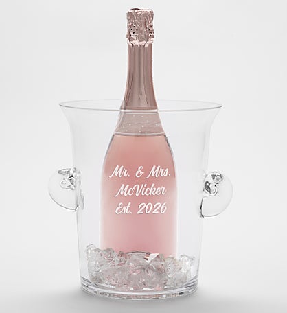 Kittenish Engraved Glass Ice Bucket & Chiller with Handles