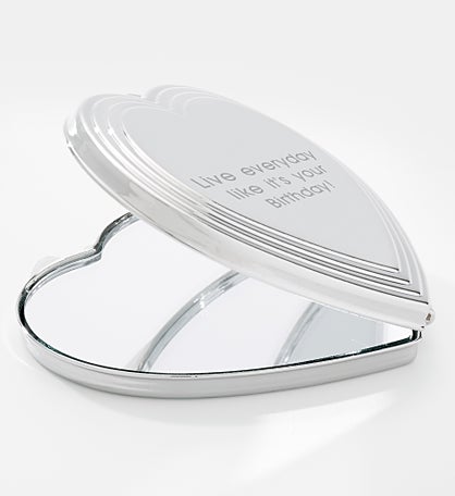 Kittenish Engraved Heart Compact Mirror