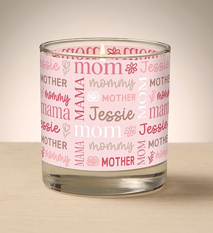 Kittenish Personalized Repeating Name Mother's Day Glass Candle