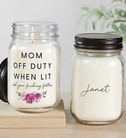 Personalized Mom Off Duty Mason Jar Candle by Jessie James Decker