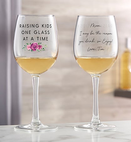 Personalized Mom Raising Kids Wine Glass by Jessie James Decker