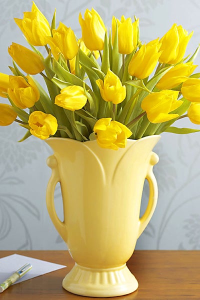 Yellow Tulip Arrangement in Yellow Vase