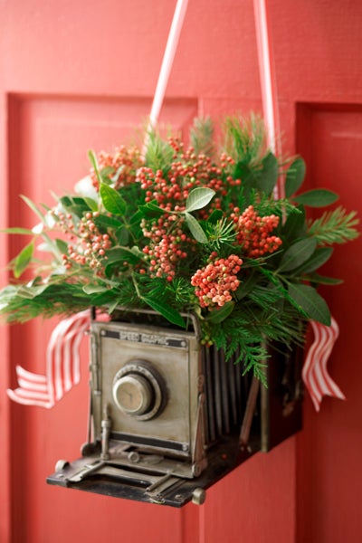 Pink Flower and Camera Wreath