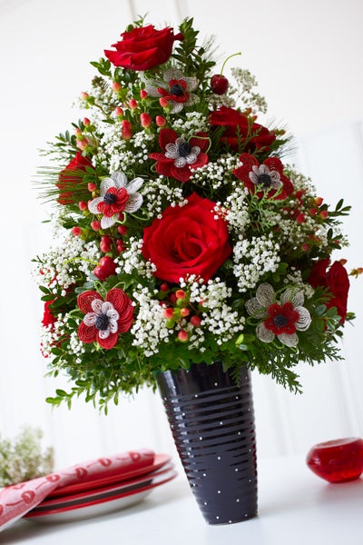 Red and White Floral Holiday Tree