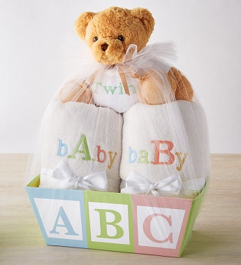 Celebrate Twins Blanket Duo Basket